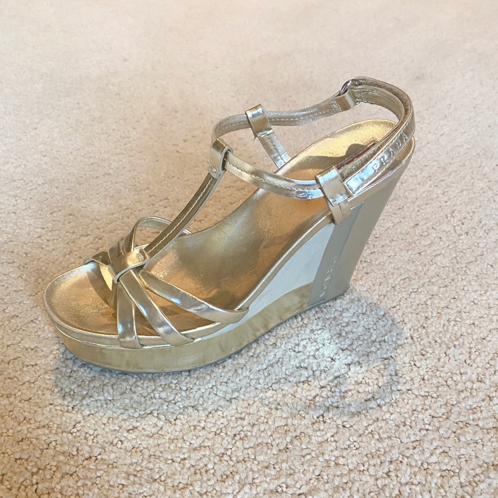 Gold Prada wedge